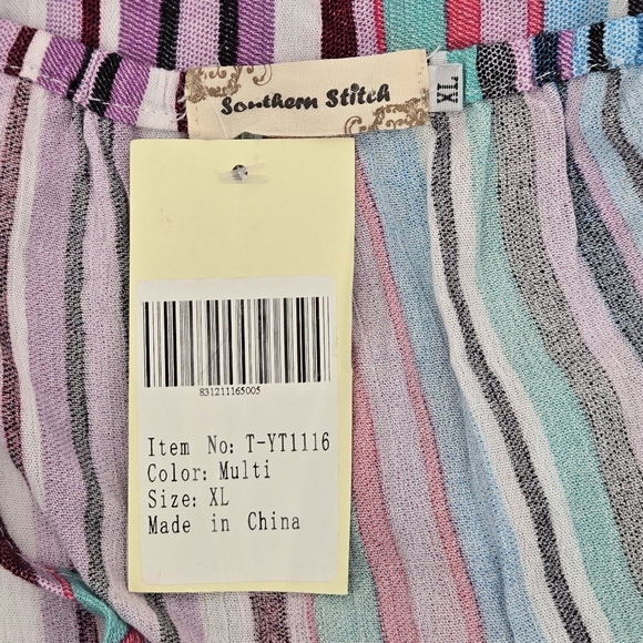 Colorful Striped Southern Stitch Speghetti Strap Top Size XL (NWT) - Picture 4 of 8